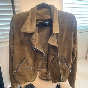 Lulu's Olive Suede Moto Jacket